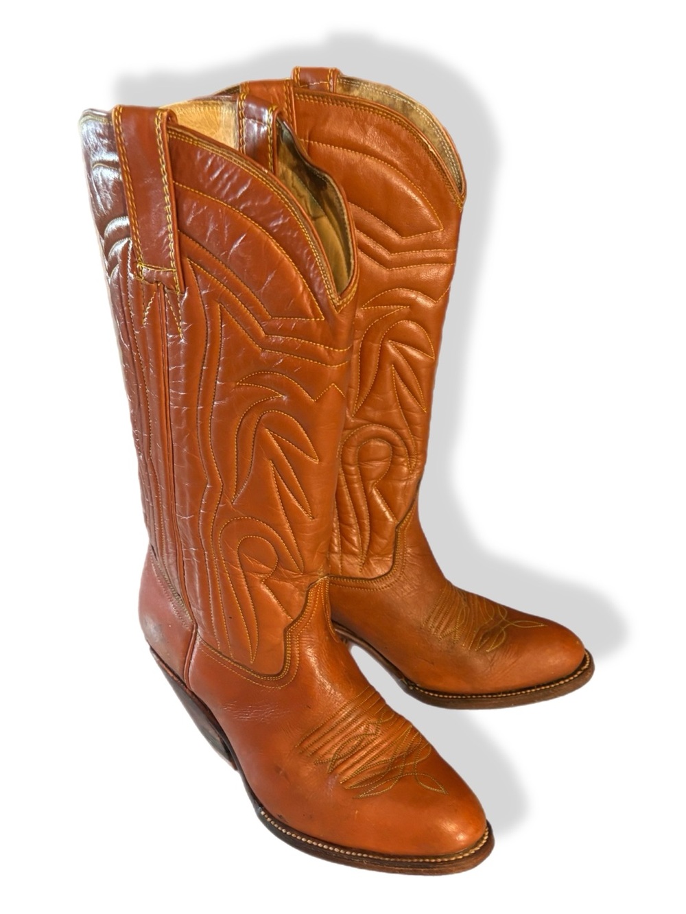 Vintage 60's "Michel" hand made tan Leather Western Boots size 10.5